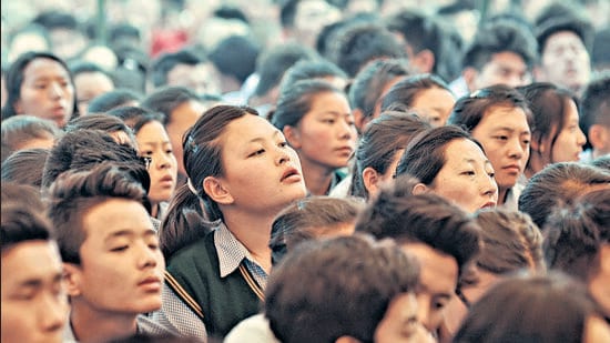 Tibetan school students at the Tibetan Children's Village School near Dharamsala. (Shyam Sharma/Hindustan Times)