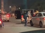 Occupants of a Mahindra Thar were filmed attacking a cab.