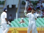 Sachin Tendulkar raises his bat after scoring a century against Australia in Perth during India’s 1991-92 tour Down Under. Sachin Tendulkar raises his bat after scoring a century against Australia in Perth during India’s 1991-92 tour Down Under.