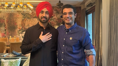 Diljit Dosanjh met BJP spokesperson Jaiveer Shergill in Delhi.