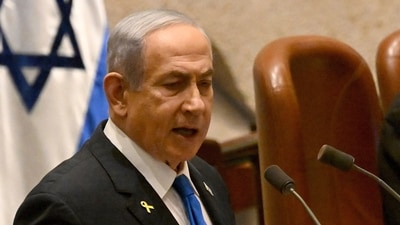 Israeli Prime Minister Benjamin Netanyahu speaks at the opening of the 25th Knesset session marking the anniversary of the "Iron Swords" war, in Jerusalem, Monday, Oct. 28, 2024. (AP) Israeli Prime Minister Benjamin Netanyahu speaks at the opening of the 25th Knesset session marking the anniversary of the "Iron Swords" war, in Jerusalem, Monday, Oct. 28, 2024. (AP)