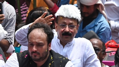 Bandra East MLA Zeeshan Siddique with his late father Baba Siddique in Mumbai. (Raju Shinde/ HT file) Bandra East MLA Zeeshan Siddique with his late father Baba Siddique in Mumbai. (Raju Shinde/ HT file)