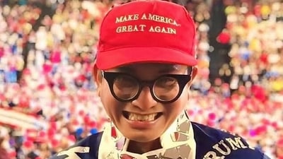 Andre Soriano, who once designed the “Make America Great Again” gown that singer-songwriter Joy Villa donned during the 2017 Grammy Awards, was served with a court order requiring him to take down posters endorsing Trump from his business. (Facebook) Andre Soriano, who once designed the “Make America Great Again” gown that singer-songwriter Joy Villa donned during the 2017 Grammy Awards, was served with a court order requiring him to take down posters endorsing Trump from his business. (Facebook)