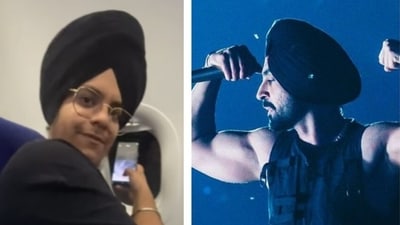 Diljit Dosanjh's fan watches his Delhi concert from a flight Diljit Dosanjh's fan watches his Delhi concert from a flight