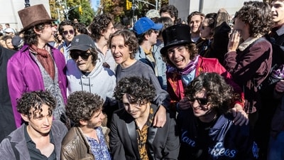 Contestants gather for the Timothee Chalamet lookalike contest in Washington Square Park, Sunday, Oct. 27, 2024, in New York. (AP) Contestants gather for the Timothee Chalamet lookalike contest in Washington Square Park, Sunday, Oct. 27, 2024, in New York. (AP)