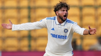 Kuldeep Yadav in action against New Zealand. (PTI) Kuldeep Yadav in action against New Zealand. (PTI)