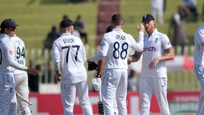 England's Ben Stokes, second right, and teammates shake hand. (AP Photo/Anjum Naveed) (AP) England's Ben Stokes, second right, and teammates shake hand. (AP Photo/Anjum Naveed) (AP)