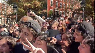 Timothée Chalamet crashed an event in New York.