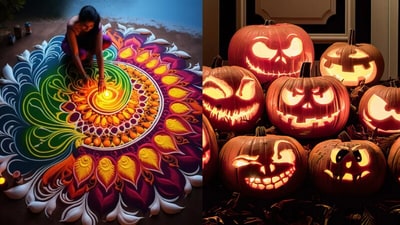 This year, Diwali and Halloween fall on the same day - Thursday, October 31. Here are five unique decor ideas to blend the two... This year, Diwali and Halloween fall on the same day - Thursday, October 31. Here are five unique decor ideas to blend the two...