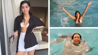 Janhvi Kapoor and Khushi Kapoor turned Kardashians in a goofy video during their vacation. Janhvi Kapoor and Khushi Kapoor turned Kardashians in a goofy video during their vacation.