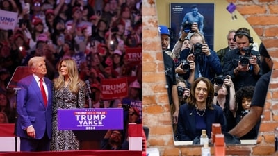 Donald Trump and Melania Trump at the Madison Square Rally in New York; Kamala Harris at a barber shop in Philadelphia Donald Trump and Melania Trump at the Madison Square Rally in New York; Kamala Harris at a barber shop in Philadelphia