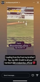 Hardik Pandya hails his brother Krunal Hardik Pandya hails his brother Krunal
