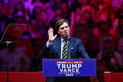 Talk show host Tucker Carlson speaks during a campaign rally for former US President and Republican presidential candidate Donald Trump at Madison Square Garden in New York on October 27, 2024. (AFP) Talk show host Tucker Carlson speaks during a campaign rally for former US President and Republican presidential candidate Donald Trump at Madison Square Garden in New York on October 27, 2024. (AFP)