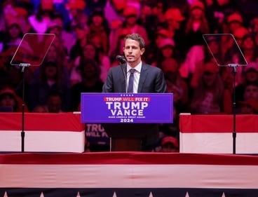 Comedian Tony Hinchcliffe speaks during a rally for Republican presidential nominee and former U.S. President Donald Trump at Madison Square Garden, in New York, U.S., October 27, 2024. (REUTERS)