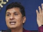 Delhi Minister and AAP leader Saurabh Bharadwaj at the press conference on Monday. (PTI)