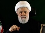 An image grab taken from Hezbollah's Al-Manar TV shows Naim Qassem delivering a speech from an undisclosed location. An image grab taken from Hezbollah's Al-Manar TV shows Naim Qassem delivering a speech from an undisclosed location.