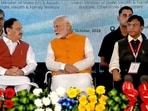 Prime Minister Narendra Modi with Union Ministers JP Nadda and Mansukh Mandaviya in New Delhi