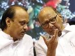 NCP chief Sharad Pawar and his nephew and deputy chief minister Ajit Pawar (HT FILE)
