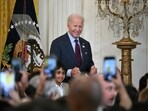 US president Joe Biden during a Diwali celebration at the White House on Monday US president Joe Biden during a Diwali celebration at the White House on Monday