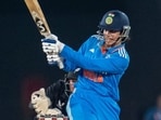 Smriti Mandhana in action against New Zealand. Smriti Mandhana in action against New Zealand.