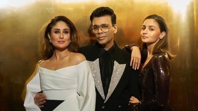 Kareena Kapoor Khan and Alia Bhatt with Karan Johar on his chat show Kareena Kapoor Khan and Alia Bhatt with Karan Johar on his chat show