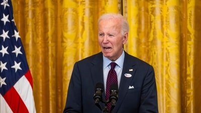 US president Joe Biden hosted a Diwali celebration in the East Room of the White House in Washington, DC on Monday, with more than 600 Indian American congressman, business executives and imminent personalities in audience. (Photographer: Jim Lo Scalzo/EPA/Bloomberg) US president Joe Biden hosted a Diwali celebration in the East Room of the White House in Washington, DC on Monday, with more than 600 Indian American congressman, business executives and imminent personalities in audience. (Photographer: Jim Lo Scalzo/EPA/Bloomberg)