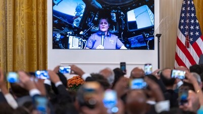 The Diwali event was made even more special with a recorded video message from Sunita "Suni" Williams, a retired U.S. navy officer and NASA astronaut. In her message from the International Space Station, she said, “This year I have the unique opportunity to celebrate Diwali from 260 miles above the earth on the ISS." The Indian American also spoke about the importance of festivals like Diwali and keeping up with her cultural roots. (AP) The Diwali event was made even more special with a recorded video message from Sunita "Suni" Williams, a retired U.S. navy officer and NASA astronaut. In her message from the International Space Station, she said, “This year I have the unique opportunity to celebrate Diwali from 260 miles above the earth on the ISS." The Indian American also spoke about the importance of festivals like Diwali and keeping up with her cultural roots. (AP)