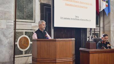 Jaishankar was addressing the Army Commanders’ conference and speaking on the theme of Evolving Geopolitical Landscape and Opportunities for the Indian Armed Forces. (X/DrSJaishankar) Jaishankar was addressing the Army Commanders’ conference and speaking on the theme of Evolving Geopolitical Landscape and Opportunities for the Indian Armed Forces. (X/DrSJaishankar)
