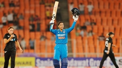 Smriti Mandhana slammed a fluent century against New Zealand in third ODI. (X/@BCCIWomen) Smriti Mandhana slammed a fluent century against New Zealand in third ODI. (X/@BCCIWomen)