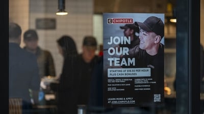 US Job openings, a measure of labor demand, were down by 418,000 to 7.443 million by the last day of September, the lowest level since January 2021, (Bloomberg)
