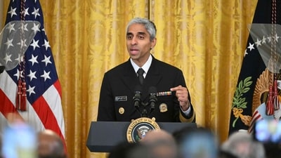 US surgeon general Vivek Murthy was also one of the speakers during the event who recently travelled to traveled to Delhi, Mumbai, and Bengaluru to commemorate World Mental Health Day. Murthy is the first surgeon general of Indian descent, and his parents hail from Karnataka. Photo by Mandel NGAN / AFP) ((Photo by Mandel NGAN / AFP)) US surgeon general Vivek Murthy was also one of the speakers during the event who recently travelled to traveled to Delhi, Mumbai, and Bengaluru to commemorate World Mental Health Day. Murthy is the first surgeon general of Indian descent, and his parents hail from Karnataka. Photo by Mandel NGAN / AFP) ((Photo by Mandel NGAN / AFP))