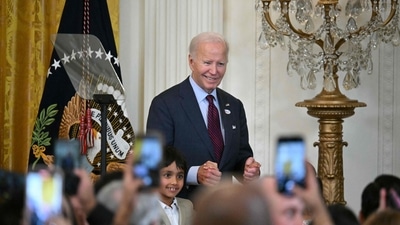 US president Joe Biden during a Diwali celebration at the White House on Monday (AFP) US president Joe Biden during a Diwali celebration at the White House on Monday (AFP)