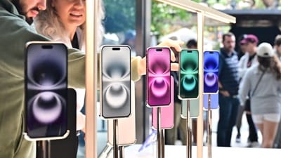 The new Apple iPhone 16 models on display upon release on September 20, 2024 at the Apple Store at The Grove in Los Angeles, California. Apple on September 9, 2024 announced a new iPhone built for generative artificial intelligence as it seeks to boost sales and show it is keeping up in the technology race. (Frederic J. Brown/AFP)