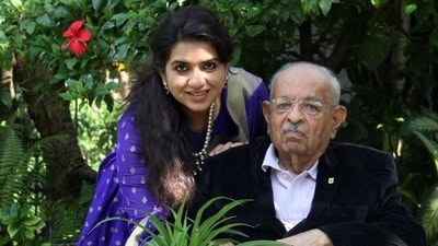Shaina NC with father Nana Chudasama. (HT File) Shaina NC with father Nana Chudasama. (HT File)
