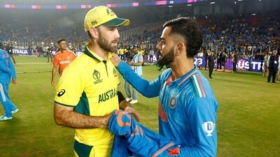 Glenn Maxwell (L) and Virat Kohli after Australia beat India in the 2023 World Cup final. (Getty) Glenn Maxwell (L) and Virat Kohli after Australia beat India in the 2023 World Cup final. (Getty)