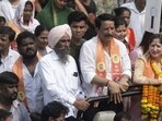 Former encounter specialist Pradeep Sharma's wife Swikriti Sharma filed her nomination as an independent after being denied a ticket by Shiv Sena. (Satish Bate/ Hindustan Times)