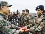 Indian and Chinese troops at the Line of Actual Control in eastern Ladakh. (PTI Photo) Indian and Chinese troops at the Line of Actual Control in eastern Ladakh. (PTI Photo)