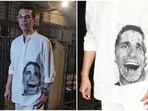 Karan Johar wears the American Psycho kurta shirt for an outing. Karan Johar wears the American Psycho kurta shirt for an outing.