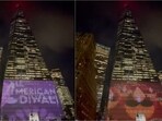 One World Trade Center lit up on Tuesday
