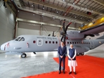 Prime Minister Narendra Modi and Spanish President Pedro Sanchez at the the the C-295 aircraft manufacturing complex in Vadodara.