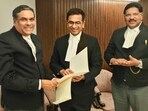 Chief Justice of India (CJI) Justice DY Chandrachud shares a letter of recommendation naming Justice Sanjiv Khanna (L) as his successor.