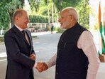 Prime Minister Narendra Modi with German Chancellor Olaf Scholz. (PTI)