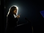  Democratic presidential nominee, U.S. Vice President Kamala Harris, speaks during a campaign rally on the Ellipse on October 29, 2024 in Washington, DC.