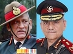 Former Chief of Defence Staff Bipin Rawat and current CDS Anil Chauhan.