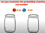 The puzzle asks you to rearrange red and blue marbles in two jars to increase the probability of picking red marbles.