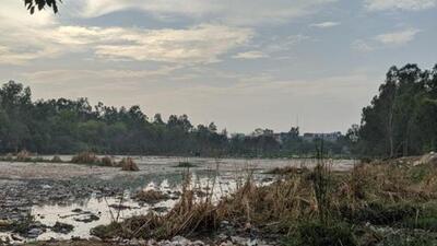 A waterbody near Surajpur Police Lines in Greater Noida, which is used as wasteland. The drains carrying sewage from villages are diverted into this pond. (HT Photo) A waterbody near Surajpur Police Lines in Greater Noida, which is used as wasteland. The drains carrying sewage from villages are diverted into this pond. (HT Photo)