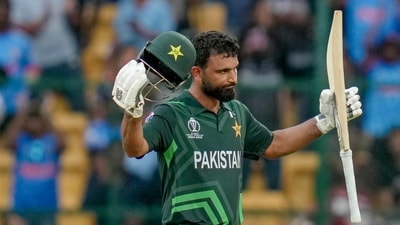 Pakistan's Fakhar Zaman celebrates his half-century during the match against New Zealand in the ICC Men's Cricket World Cup (ANI) Pakistan's Fakhar Zaman celebrates his half-century during the match against New Zealand in the ICC Men's Cricket World Cup (ANI)