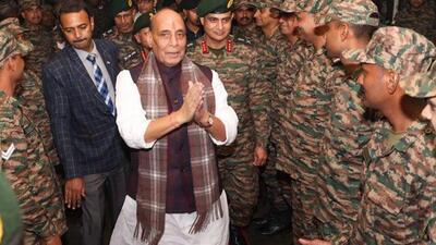 Defence minister Rajnath Singh urged the soldiers to remain alert and ready to deal with threats which may emerge from the ever-evolving global security scenario. (X/rajnathsingh) Defence minister Rajnath Singh urged the soldiers to remain alert and ready to deal with threats which may emerge from the ever-evolving global security scenario. (X/rajnathsingh)