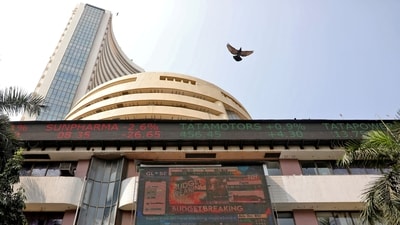 Elcid Investments: A bird flies past a screen displaying the Sensex results on the facade of the Bombay Stock Exchange (BSE) building in Mumbai, February 1, 2023. (Niharika Kulkarni/Reuters)