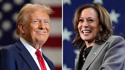 This combination of photos shows Republican presidential nominee former President Donald Trump, left, speaking at a campaign event Sept. 25, 2024, in Mint Hill, N.C., and Democratic presidential nominee Vice President Kamala Harris, right, speaking a campaign event Oct. 19, 2024, in Atlanta. (AP) This combination of photos shows Republican presidential nominee former President Donald Trump, left, speaking at a campaign event Sept. 25, 2024, in Mint Hill, N.C., and Democratic presidential nominee Vice President Kamala Harris, right, speaking a campaign event Oct. 19, 2024, in Atlanta. (AP)